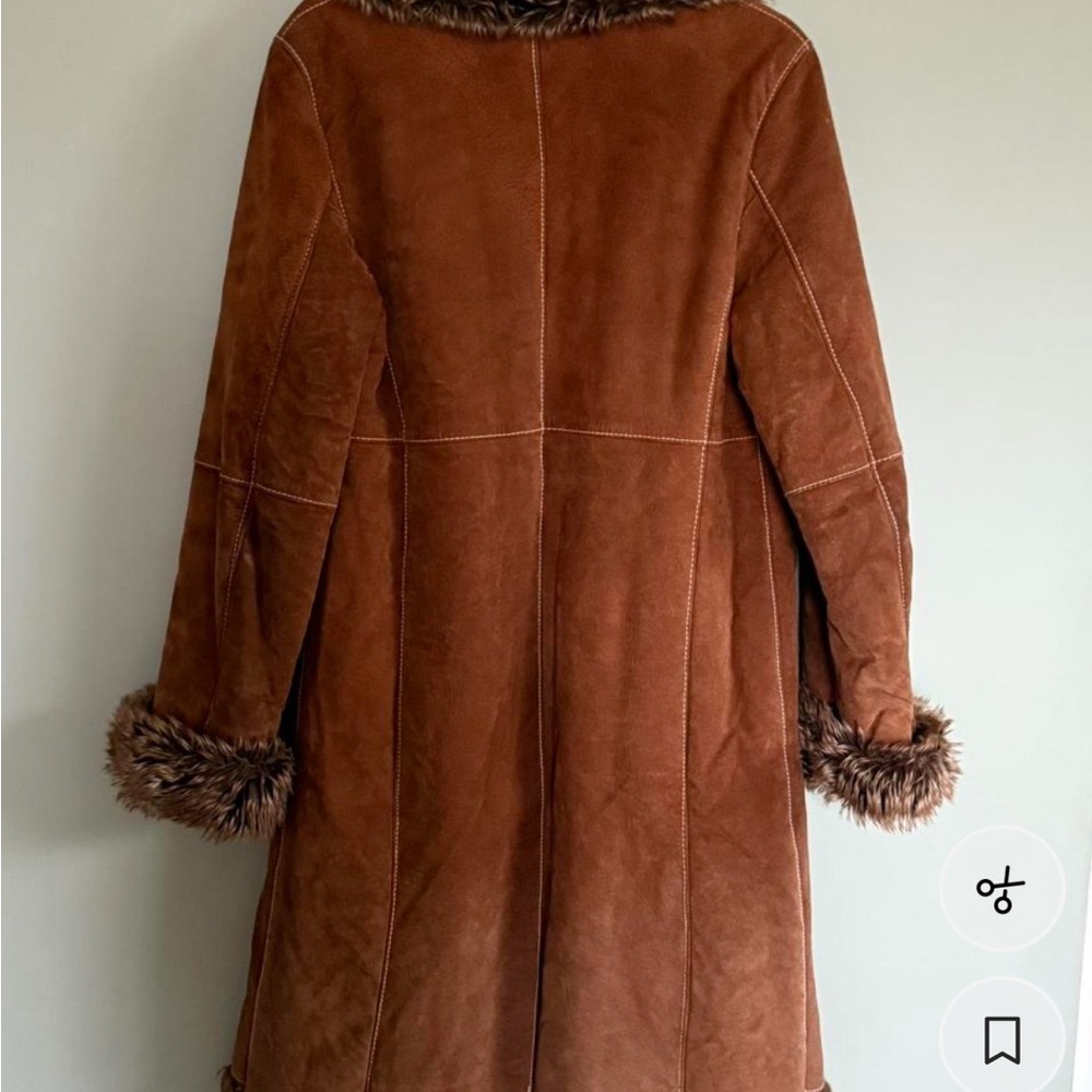 Wilsons Leather Brown Teddy Jacket with Faux Fur Trim - Picture 3 of 7